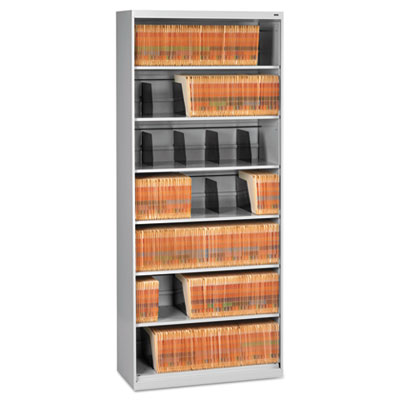 Fixed Shelf Open-Format Lateral File for End-Tab Folders, 7 Legal/Letter File Shelves, Light Gray, 36" x 16.5" x 87"