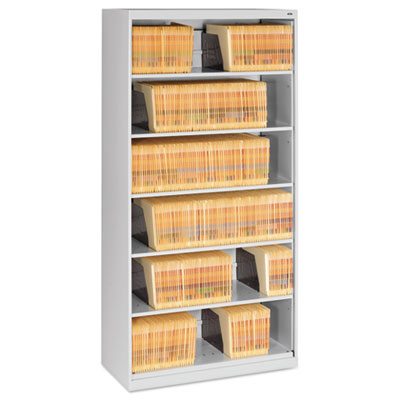 Fixed Shelf Open-Format Lateral File for End-Tab Folders, 6 Legal/Letter File Shelves, Light Gray, 36" x 16.5" x 75.25"