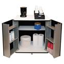 Refreshment Stand, Engineered Wood, 9 Shelves, 29.5" x 21" x 33", White/Black