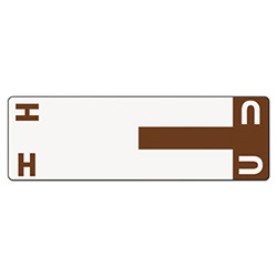 AlphaZ Color-Coded First Letter Combo Alpha Labels, H/U, 1.16 x 3.63, Dark Brown/White, 5/Sheet, 20 Sheets/Pack