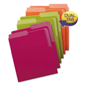 Organized Up Heavyweight Vertical File Folders, 1/2-Cut Tabs, Letter Size, Assorted: Green/Orange/Red/Sky Blue/Yellow, 6/Pack