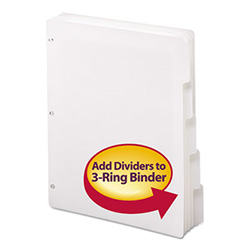 Three-Ring Binder Index Divider, 5-Tab, 11 x 8.5, White, 20 Sets