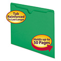 Colored File Jackets with Reinforced Double-Ply Tab, Straight Tab, Letter Size, Green, 100/Box