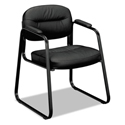 HVL653 SofThread Bonded Leather Guest Chair, 22.25" x 23" x 32", Black Seat, Black Back, Black Base