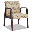 Alera Reception Lounge WL Series Guest Chair, 24.21" x 24.8" x 32.67", Tan Seat, Tan Back, Mahogany Base