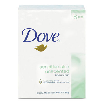 Sensitive Skin Bath Bar, Unscented, 4.5 oz, 8 Bars/Pack, 9 Packs/Carton