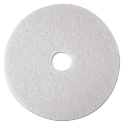 Low-Speed Super Polishing Floor Pads 4100, 27" Diameter, White, 5/Carton