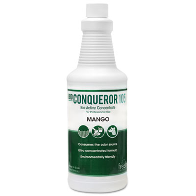 Bio Conqueror 105 Enzymatic Odor Counteractant Concentrate, Mango, 32 oz Bottle, 12/Carton