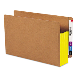 Redrope Drop-Front End Tab File Pockets, Fully Lined 6.5" High Gussets, 3.5" Expansion, Legal Size, Redrope/Yellow, 10/Box