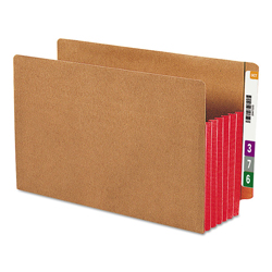 Redrope Drop-Front End Tab File Pockets, Fully Lined 6.5" High Gussets, 5.25" Expansion, Legal Size, Redrope/Red, 10/Box