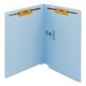 Heavyweight Colored End Tab Fastener Folders, 0.75" Expansion, 2 Fasteners, Letter Size, Blue Exterior, 50/Box