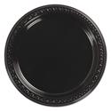 Heavyweight Plastic Plates, 7" dia, Black, 125/Pack, 8 Packs/Carton