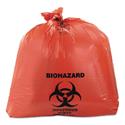 Healthcare Biohazard Printed Can Liners, Biohazard Infectious Waste, 45 gal, 3 mil, 40" x 46", Red, Flat Pack, 75/Carton