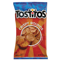 Tortilla Chips Crispy Rounds, 3 oz Bag, 28/Carton