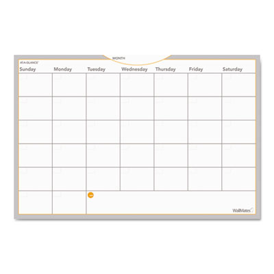 WallMates Self-Adhesive Dry Erase Monthly Planning Surfaces, 36 x 24, White/Gray/Orange Sheets, Undated