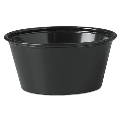 Polystyrene Portion Cups, 3.25 oz, Black, 250/Bag, 10 Bags/Carton