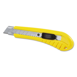 Standard Snap-Off Knife, 18 mm Blade, 6.75" Plastic Handle, Yellow