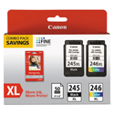 8278B005 (PG-245XL/CL-246XL) Ink/Paper Combo, 180/300 Page-Yield, Black/Tri-Color
