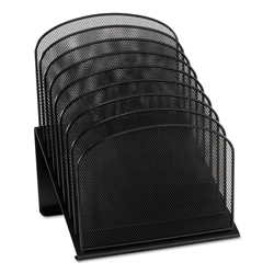 Onyx Mesh Desk Organizer with Tiered Sections, 8 Sections, Letter to Legal Size Files, 11.75" x 10.75" x 14", Black