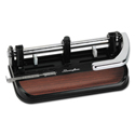 40-Sheet Accented Heavy-Duty Lever Action Two- To Seven-Hole Punch, 11/32" Holes, Black/woodgrain