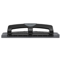 12-Sheet Smarttouch Three-Hole Punch, 9/32" Holes, Black/gray