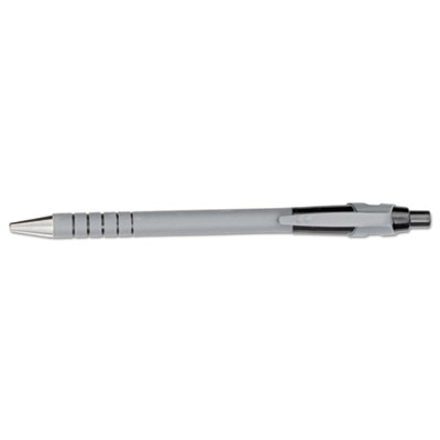 FlexGrip Ultra Recycled Ballpoint Pen, Retractable, Fine 0.8 mm, Black Ink, Gray/Black Barrel, Dozen