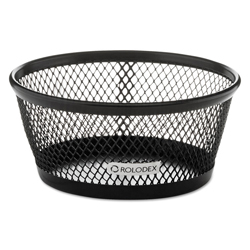 Mesh Jumbo Nestable Paper Clip Dish, Wire Mesh, 4.3" Diameter x 2"h,  Black