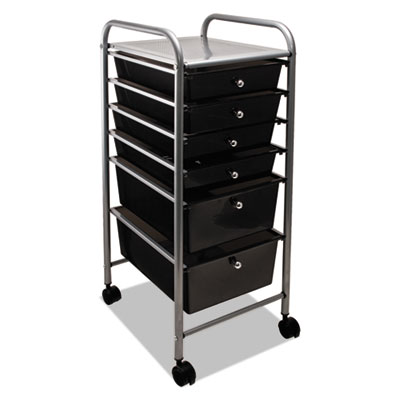 Portable Drawer Organizer, Metal, 1 Shelf, 6 Drawers, 13" x 15.38" x 32.13", Matte Gray/Smoke