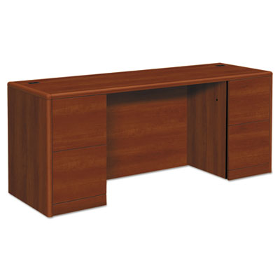 10700 Kneespace Credenza, Full Height Pedestals, 72w x 24d x 29.5h, Cognac