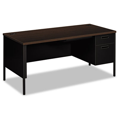 Metro Classic Series Right Pedestal "L" Workstation Desk, 66" x 30" x 29.5", Mocha/Black