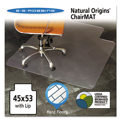 Natural Origins Chair Mat with Lip For Hard Floors, 45 x 53, Clear