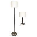 Slim Line Lamp Set, Table 12.63" High and Floor 61.5" High, Silver