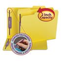 Colored Pressboard Fastener Folders with SafeSHIELD Coated Fasteners, 2" Expansion, 2 Fasteners, Letter Size, Yellow, 25/Box