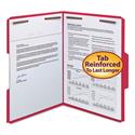 WaterShed CutLess Reinforced Top Tab Fastener Folders, 0.75" Expansion, 2 Fasteners, Letter Size, Red Exterior, 50/Box