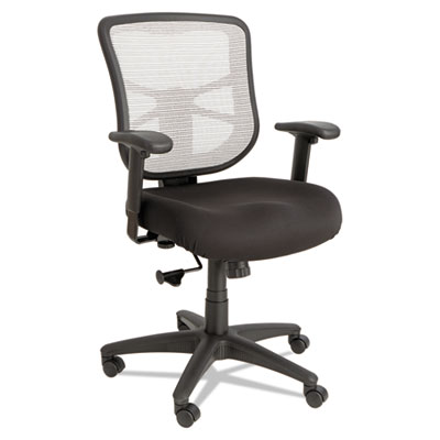 Alera Elusion Series Mesh Mid-Back Swivel/Tilt Chair, Supports 275lb, 17.9" to 21.8" Seat, Black Seat, White Back, Black Base