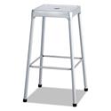 Bar-Height Steel Stool, Backless, Supports Up to 250 lb, 29" Seat Height, Silver