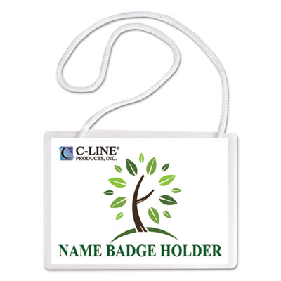 Specialty Name Badge Holder Kits, 4 x 3, Horizontal Orientation, White, 50/Box