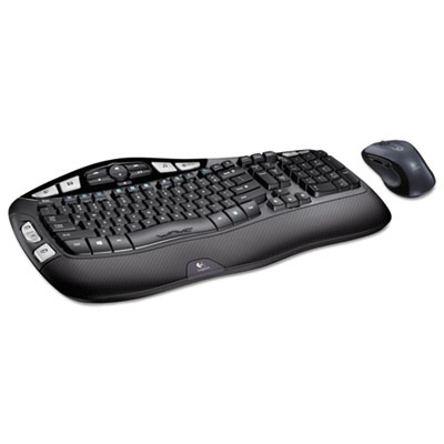 MK550 Wireless Wave Keyboard + Mouse Combo, 2.4 GHz Frequency/30 ft Wireless Range, Black