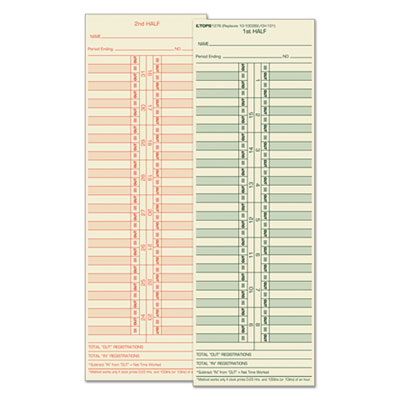 Time Clock Cards, Replacement for 10-100382/1950-9631, Two Sides, 3.5 x 10.5, 500/Box