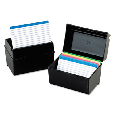 Plastic Index Card File, Holds 400 4 x 6 Cards, 6.5 x 4.78 x 5.25, Black