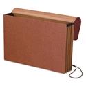 Standard Expanding Wallet with Fiber Gussets, 3.5" Expansion, 1 Section, Elastic Cord Closure, Legal Size, Red Fiber