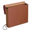 Standard Expanding Wallet with Fiber Gussets, 3.5" Expansion, 1 Section, Elastic Cord Closure, Letter Size, Red Fiber