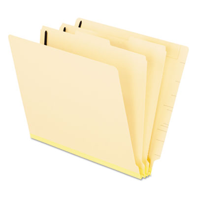 Manila End Tab Classification Folders, 2" Expansion, 2 Dividers, 6 Fasteners, Letter Size, Manila Exterior, 10/Box