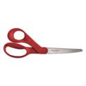 Our Finest Left-Hand Scissors, 8" Long, 3.3" Cut Length, Offset Red Handle