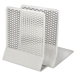 Urban Collection Punched Metal Bookends, Nonskid, 5.5 x 6.5 x 6.5, Perforated Steel, White, 1 Pair