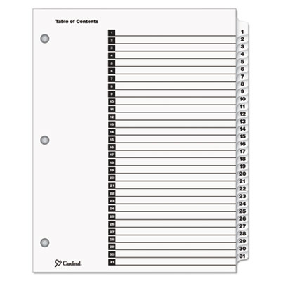 OneStep Printable Table of Contents and Dividers, 31-Tab, 1 to 31, 11 x 8.5, White, White Tabs, 1 Set