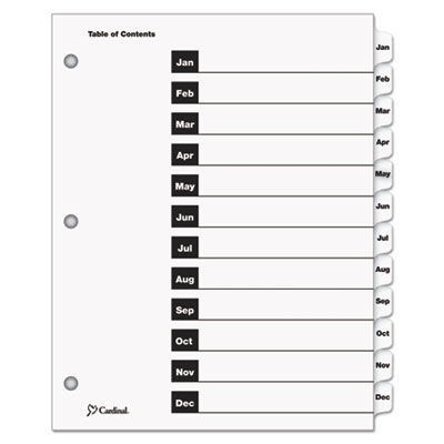 OneStep Printable Table of Contents and Dividers, 12-Tab, Jan. to Dec., 11 x 8.5, White, White Tabs, 1 Set