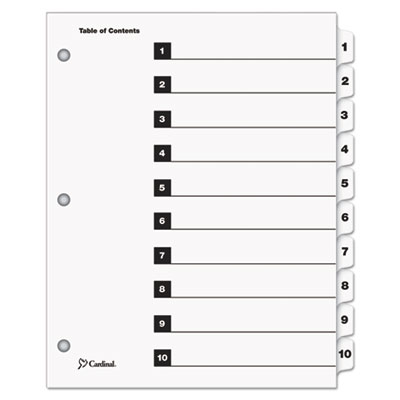 QuickStep OneStep Printable Table of Contents and Dividers, 10-Tab, 1 to 10, 11 x 8.5, White, White Tabs,  24 Sets