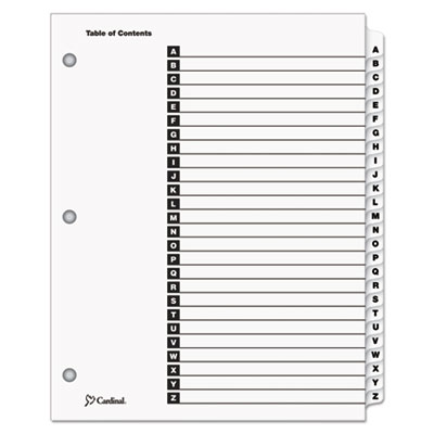 OneStep Printable Table of Contents and Dividers, 26-Tab, A to Z, 11 x 8.5, White, White Tabs, 1 Set