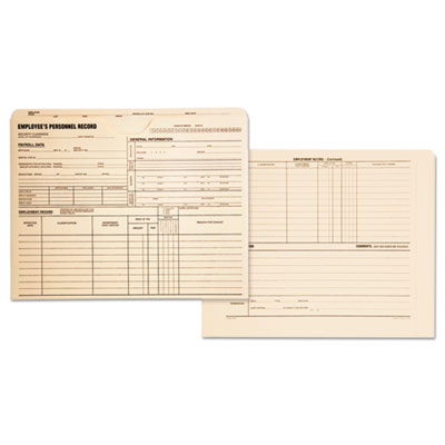 Employee Record Jacket, Straight Tab, Letter Size, Manila, 100/Box